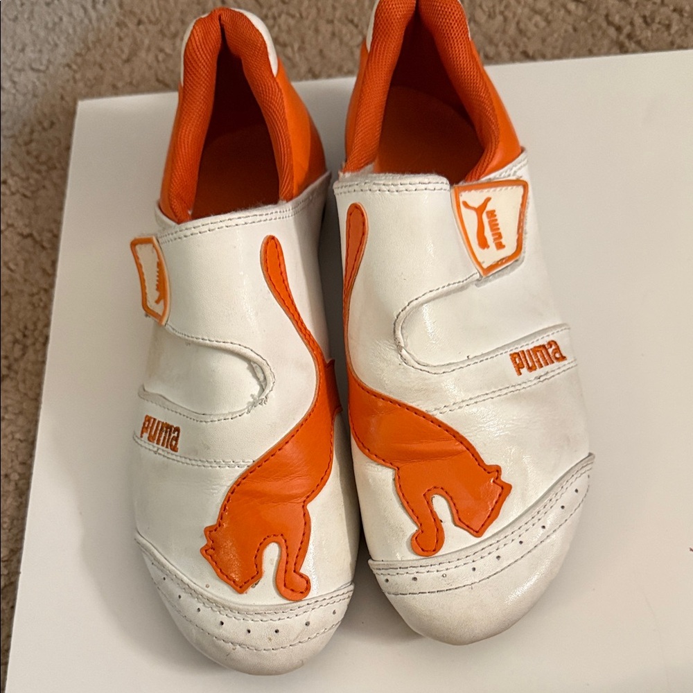 Puma women White and Orange Ferrari sneakers